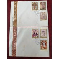 Польша 1971 Три КПД с полной серией марок "Фрески из Фараса" (спецгашение) марки Mi.2070-2077 каталог 3.60 евро