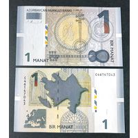 Азербайджан, 1 манат 2009 г, P-31a (C, музыкальные инструменты и аккорды), UNC
