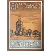 Нотгельд 50 пфеннигов 1922 год Фридланд-ин-Мекленбург. Веймарская республика
