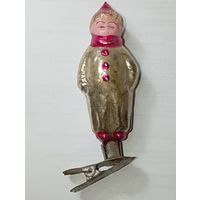 Игрушка на ёлку ,  Мальчик клоун , винтаж , стекло , СССР .
