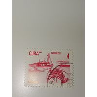 Куба 1982 На марке изображены лодка и омар, символизирующие кубaнский экспорт.