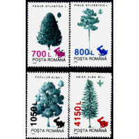 Румыния Деревья  1994 Надпечатка Новый номинал Зайчик 1998    MNH