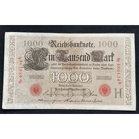 1000 марок 1910 год / Германская империя банкнота тип 1884 года Brauner Tausender / номер шесть знаков, красная печать