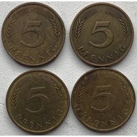 Германия 5 пфеннигов 1991 г. F. Цена за 1 шт.