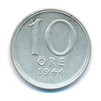 Швеция 10 эре 1944 года Ag _состояние VF/XF