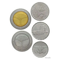 Йемен набор монет 1, 5, 10, 25/25 риалов, UNC. Пальма. Предложи свою цену или обмен!