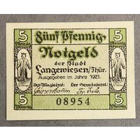 Нотгельд Лангевизен 5 пфеннигов 1920 год. Веймарская республика