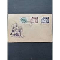 Польша 1954 Два КПД с полной серией марок "Международный чемпионат по планерному спорту" (спецгашение) марки Mi.851-854 каталог 11.00 евро
