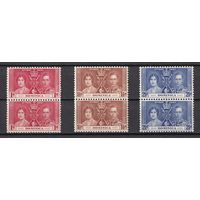 82.BrKS. Великобритания. Колонии.  Доминика. Коронация Георга VI и Елизаветы. 1937 г. Полная серия. Пары. Mi.##90-92. MNH.
