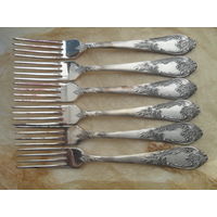 Вилки столовые десертные посеребренные МНЦЦ,6 шт в упаковке,не использовались.