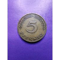 Германия ФРГ 5 пфеннингов 1949 D