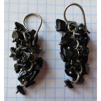 Серьги. Натуральный гагат. Винтаж из 90-ых. Польша.