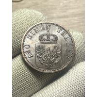 3 пфеннинга 1866 A UNC! яркий шб, редкая в таком состоянии!