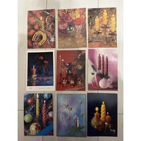 Открытки СССР Новогодние свечи