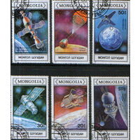 6 марок из серии 1988г. Монголия "Исследование космоса"