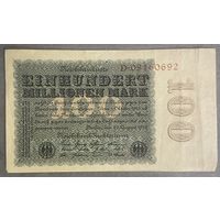Банкнота 100 миллионов марок 1923 год. Веймарская республика.