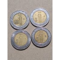 Мексика. 1 новый песо 1993 и 3 шт. 1 песо 2002 , 2011 и 2015.