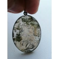 Шикарный кулон, серебро, моховый агат, торги с Рубля