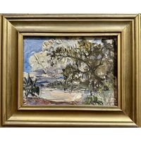 Аракчеев Б.В "Лето в Камне",1987г. Х/М,на картоне.16х22см.