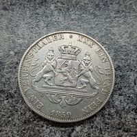 Гессен-Дармштадт 1союзный талер 1859 год Людвиг lll (тираж 594.000)