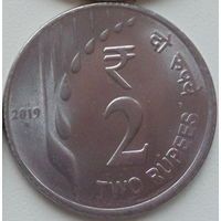 Индия 2 рупий 2019 год новый тип ходовых монет