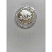 РФ Зубр 1 рубль 1997 Красная книга серебро 17,4 гр
