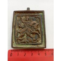 Вершковая икона "Святой Георгий Победоносец".Предположительно 19 век.Состояние.