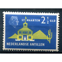 Нидерландские Антильские острова - 1958/59г. - ландшафты, архитектура, 2 1/2 G - 1 марка - MH с пожелтением [Mi 84]. #3-WB-93-A-1