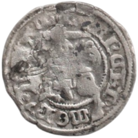 Великое Княжество Литовское, Русское и Жемайтское и Иных Земель. 1 полугрош (паўгрош) 1502 - 1506 гг. Готический тип. Серебро. Пагоня.