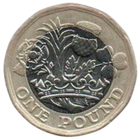 Соединённое Королевство Великобритания и Северная Ирландия. 1 фунт стерлингов 2016. Биметалл