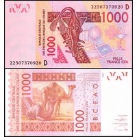 Мали 1000 франков образца 2022 года UNC p415D