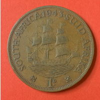 ЮАР, колония Англии 1 пенс 1943г.