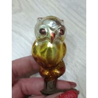 Елочные игрушки, стекло, редкая сова на прищепке