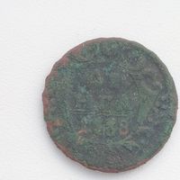 Монета медная, Денга РИ 1738г.в патине сохран, нечастая, на чистку с 3,55byn