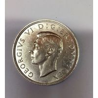1/2 кроны 1942 Великобритания. Портретное серебро в состоянии!