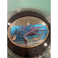 1 доллар 2013 г. Жизнь в Воде. Динозавры  СЕРЕБРО 925 пр. 28.28 грамм    Распродажа коллекции!!!