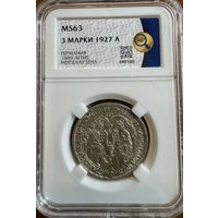 3 марки 1927А Германия 1000летие Нордхаузена слаб MS63