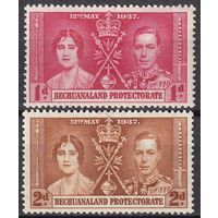 106.BrK. Великобритания. Колонии. Протекторат Бечуаналенд. Коронация Георга VI и Елизаветы. 1937 г. 1d, 2d. Mi.##98/99.