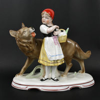 Статуэтка 'Красная шапочка и волк', фарфор, Weiss, Kuehnert & Co, Тюрингия, Grafenthal, Германия, 1950-е гг.