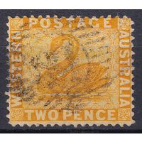141.Aust. Великобритания. Австралийские штаты. Западная Австралия. Чёрный лебедь. Стандарт. 1876 г. 2p. Mi.#17C.