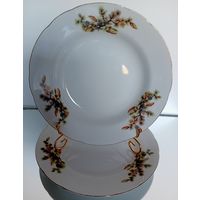 Japan. Япония.Тарелка. Костяной Фарфор. Кедровая ветка. Шишки. Диаметр 23 см