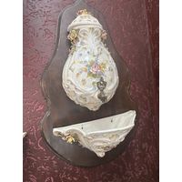Очень редкий старинный рукомойник, Европа, фарфор, дерево, много лотов с рубля