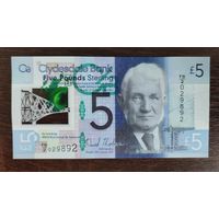 Шотландия 5 фунтов 2015 год Clydesdale Bank полимер UNC