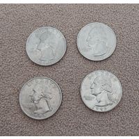 США 25 центов 1993P, 1994D, 1995P, 1998P