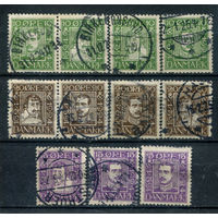 Дания - 1924г. - 200 лет датской почте, короли - 11 марок - гашёные. #3-WB-93-KS-4