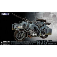 Cборная модель мотоцикла BMW R75 с люлькой и прицепом-тележкой, G.W.H, 1/35.