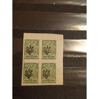 1918 Гражданская война Украина Одесса тип 2 квартблок чистый клей MNH** герб (2-9)