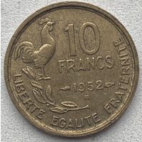 Франция 10 франков 1952 г. Отметка монетного двора "B". Бомон-ле-Роже. Цена за 1 шт.