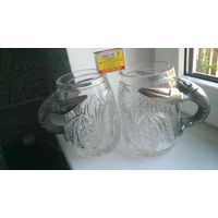 Новогодняя распродажа !Пара хрустальных пивных бокала РАКИ .Редкие, антикварные из СССР.!!!Снижение цены до конца аукциона!!