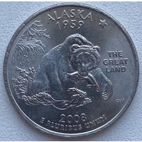 США 25 центов (квотер) 2008 г. P. Штат Аляска